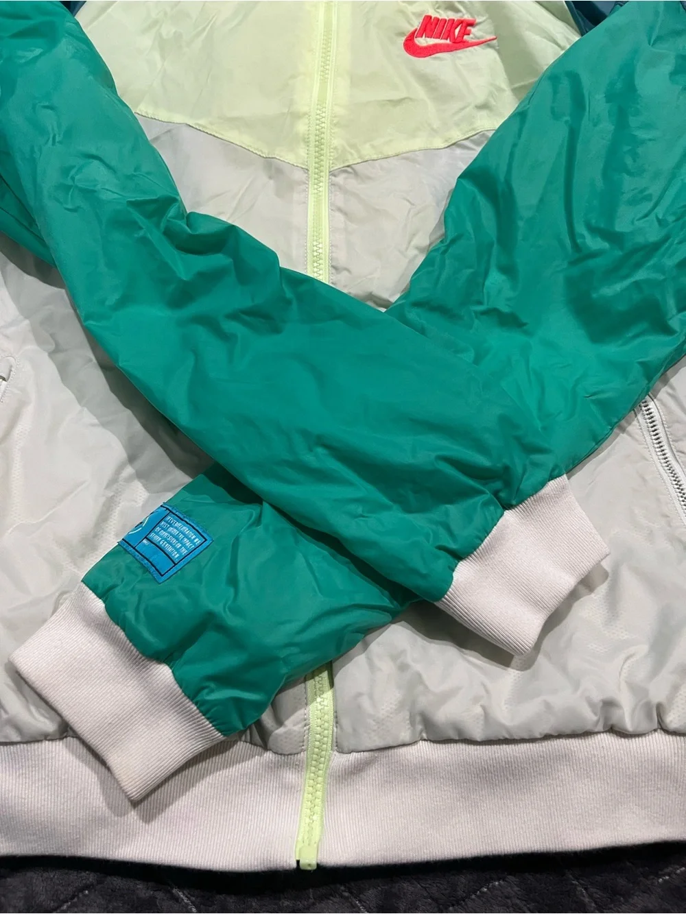used Nike Colorblock Windbreaker Jacket - Teal, Light Yellow, White